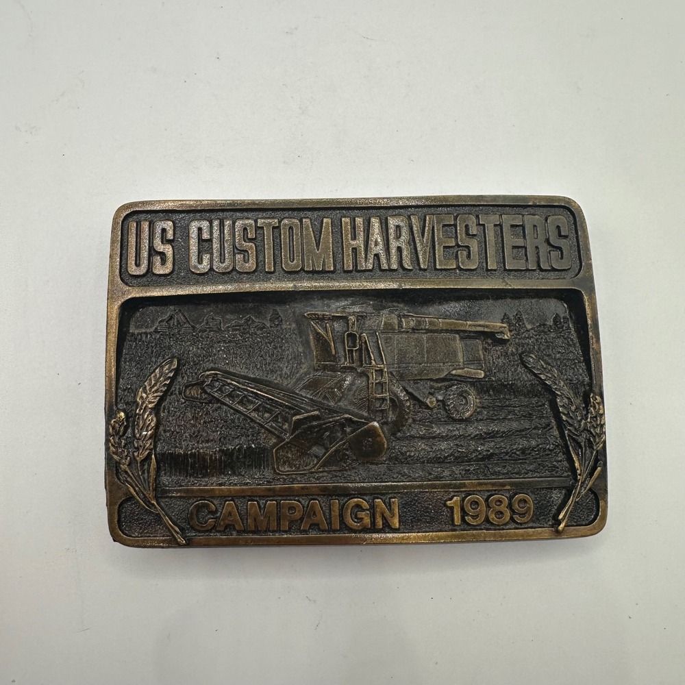 Vtg 1989 US Custom Harvesters Belt Buckle Limited Edition USA Western Cowboy
